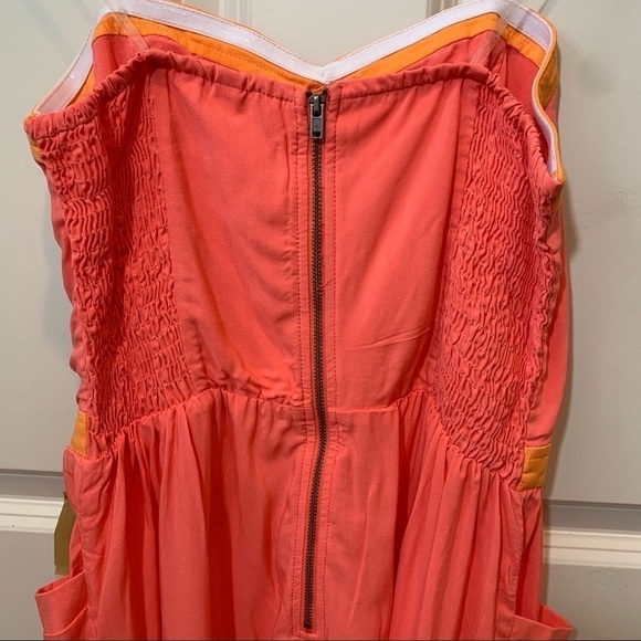 Xhilaration || NWOT Strapless Coral ‘Challis’ Color Block Dress M - Picture 8 of 12